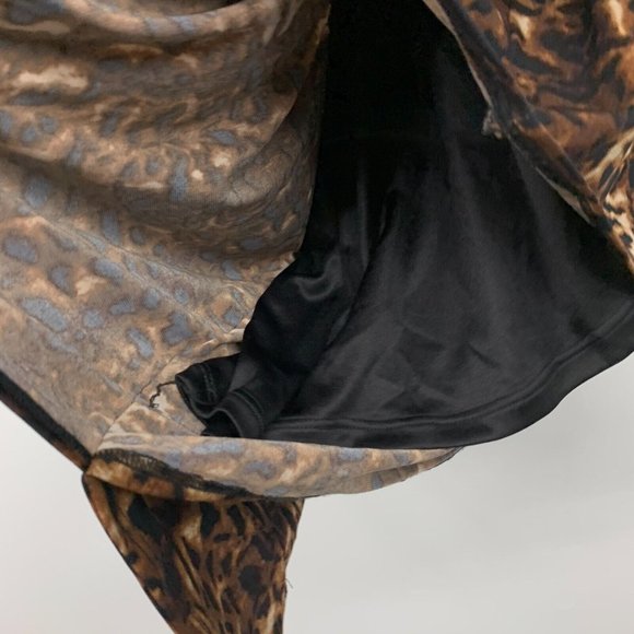 Calvin Klein Dress One Shoulder Leopard Print Mini Brown Black - Picture 10 of 15